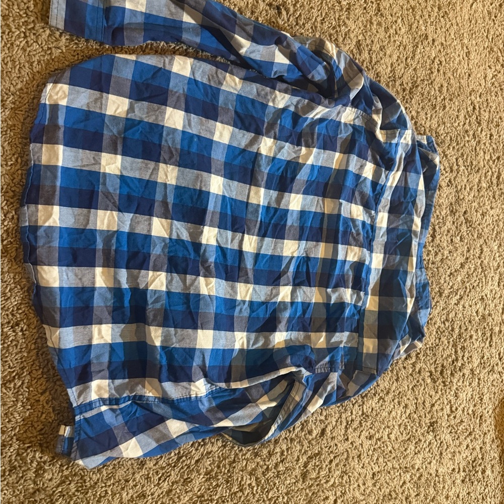 Wrangler Kids Blue and White Plaid Button Down Shirt Boys Xl 14/16 - Picture 5 of 5